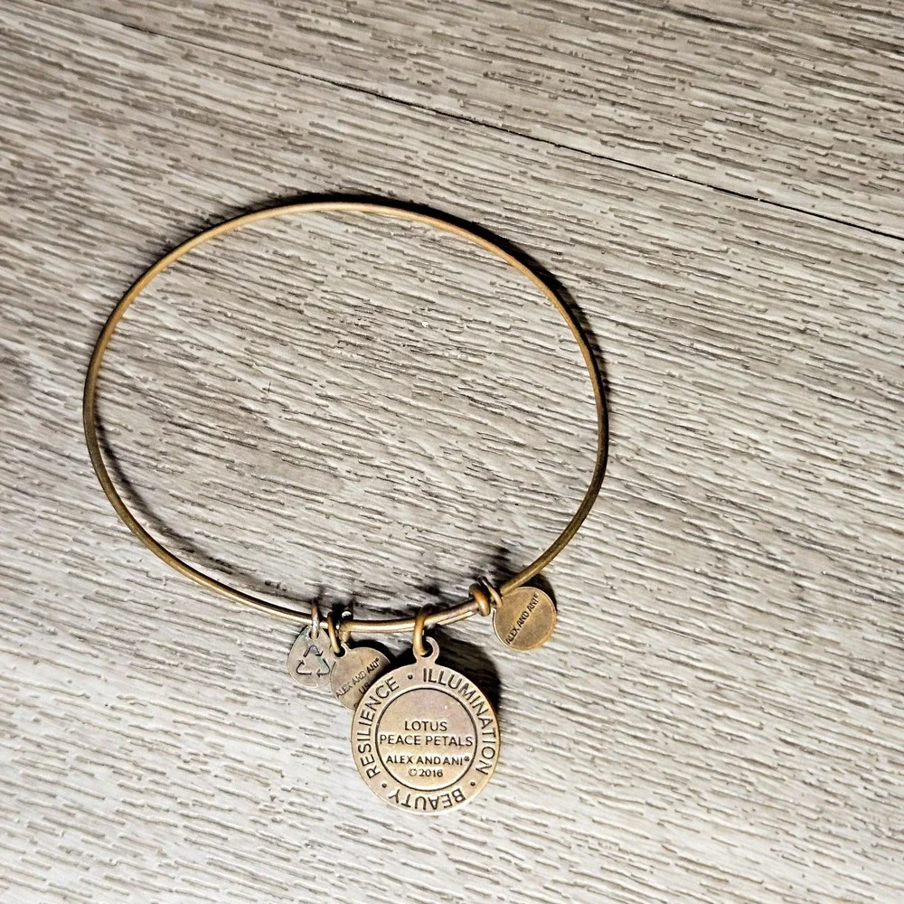Alex And Ani Lotus Peace Petals Rafaelian Charm Bangle Bracelet